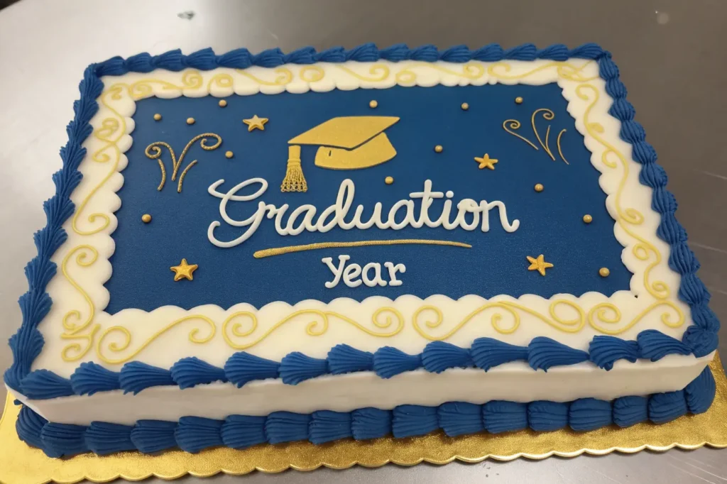 Classic blue and gold graduation cakes