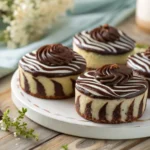 Homemade zebra cakes with chocolate frosting.