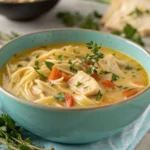 Bowl of Amazing Crack Chicken Noodle Soup ready to eat