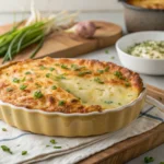 Golden brown Starbucks potato chive bake recipe, fresh from the oven.