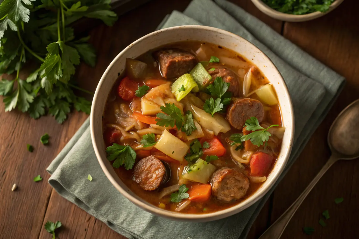 Hearty Crockpot Cabbage and Sausage