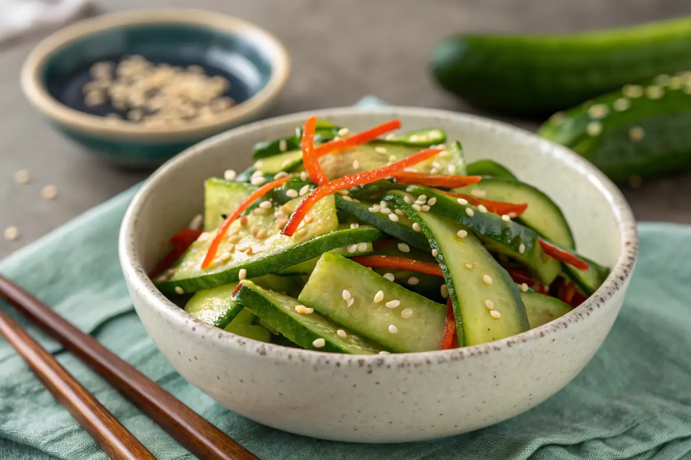 Freshly made din tai fung cucumber salad recipe.